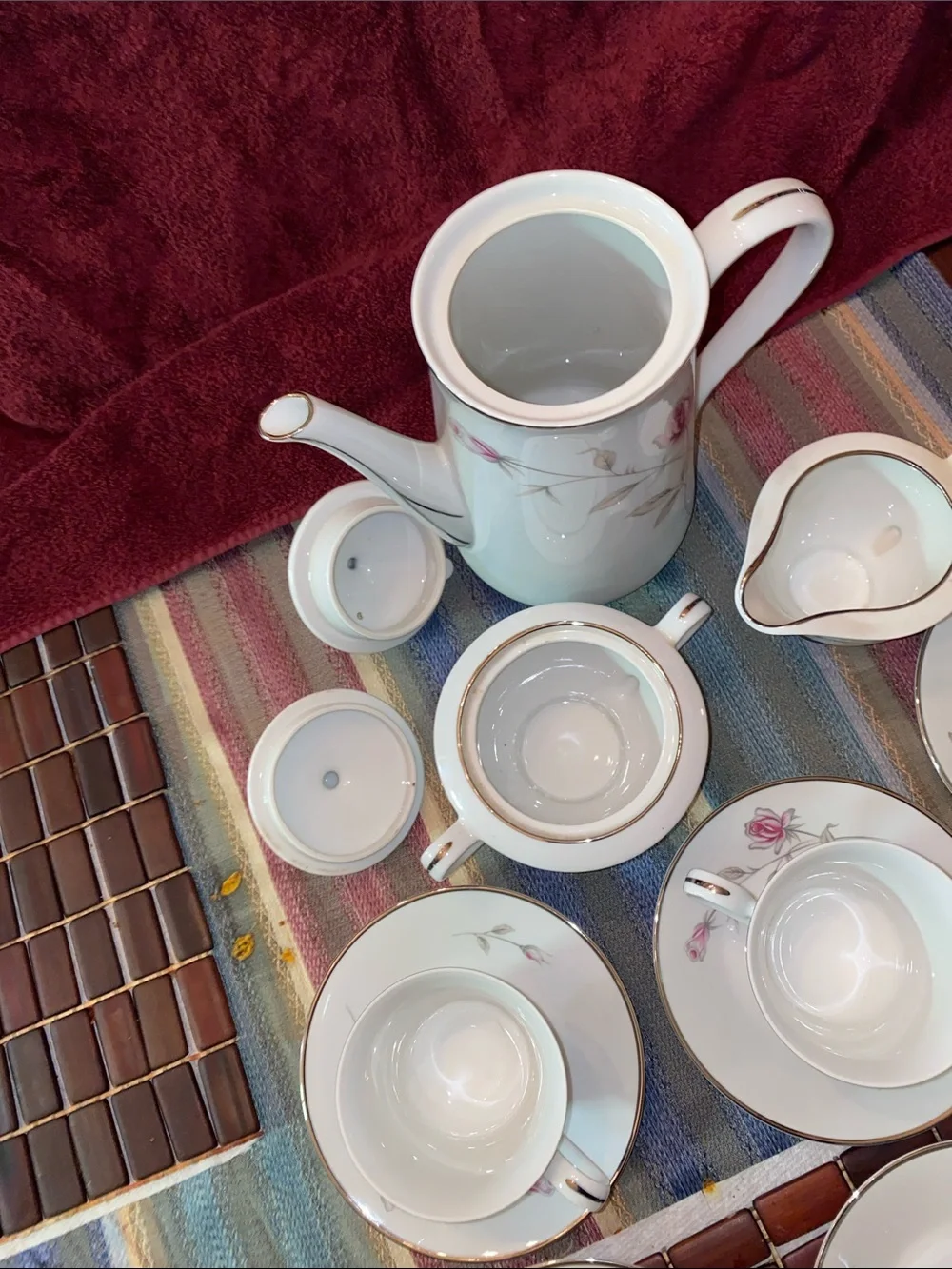 Vintage Seizan Disc Lasting Rose Elegant Pink Rose Porcelain Tea Set - 21-Piece